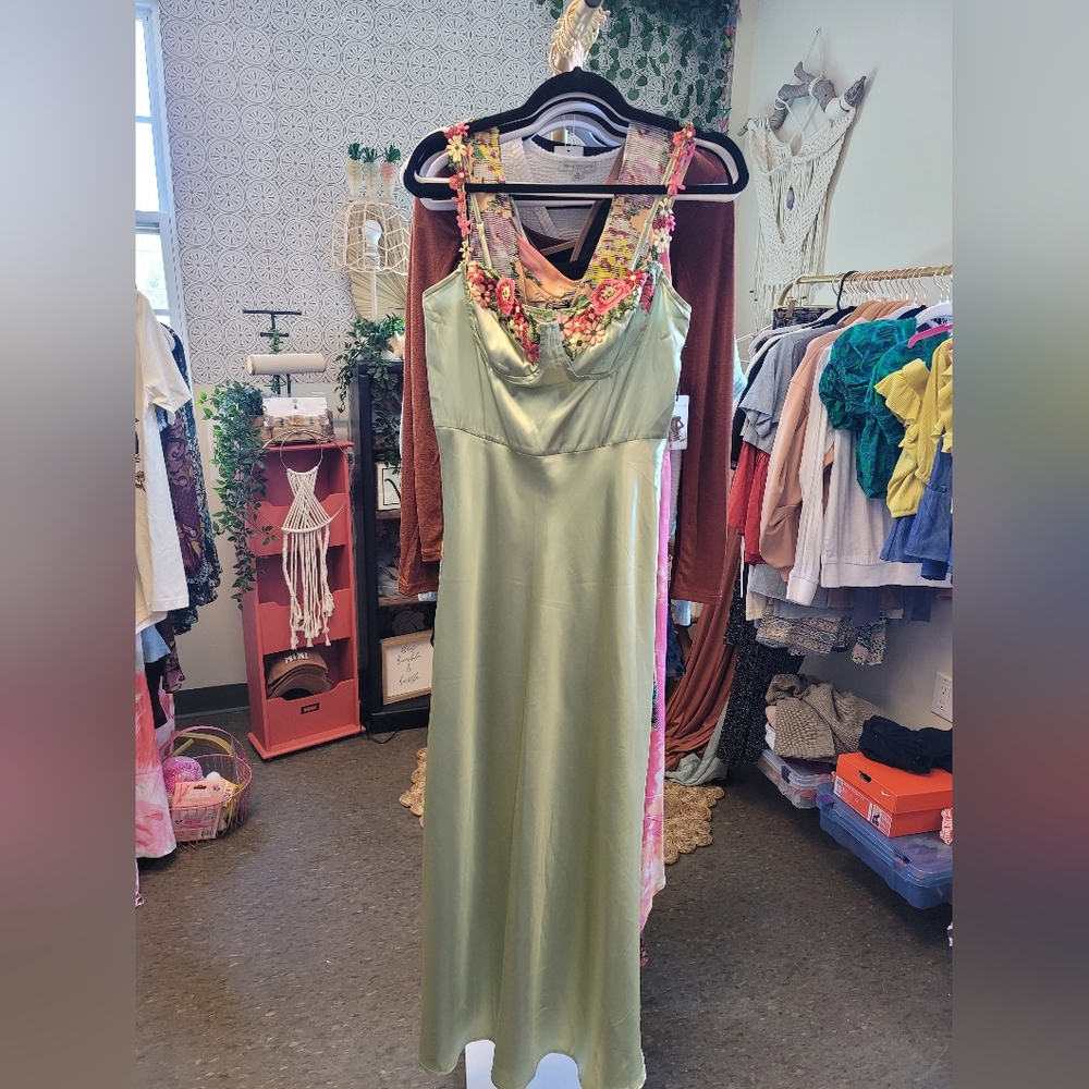 NWOT Boho Sage Green Silky-smooth Maxi